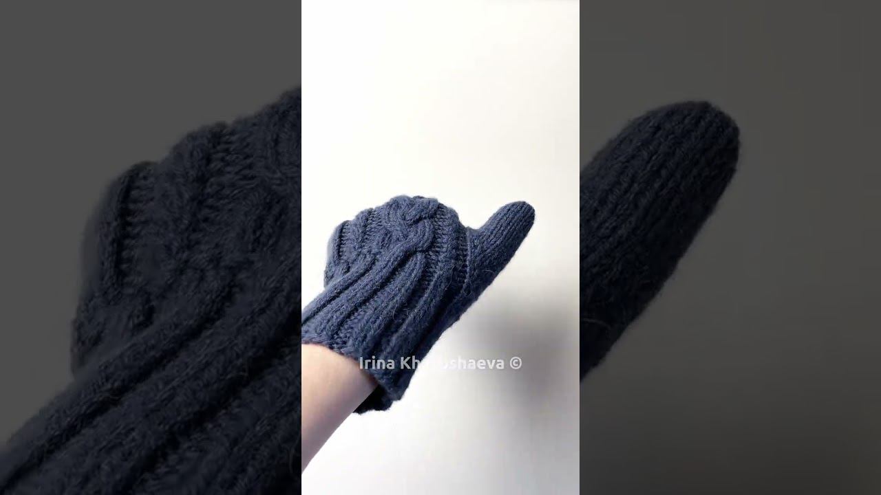 Варежки мужские вязаные из мериноса/альпаки