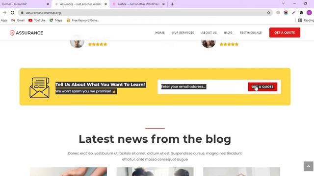 Live Preview of Assurance Website and landing page design with Ocean wp смотреть онлайн