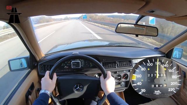 (1984) MERCEDES 190 W201 90HP ACCELERATION ON GERMAN AUTOBAHN