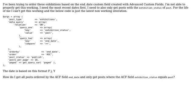 Wordpress: ACF Date Based wp_query смотреть онлайн