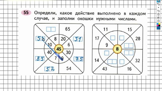 Задание №55 Числа от 1 до 100. Сложение… - ГДЗ по Математике 2 класс (Моро) Рабочая тетрадь 2 часть смотреть онлайн