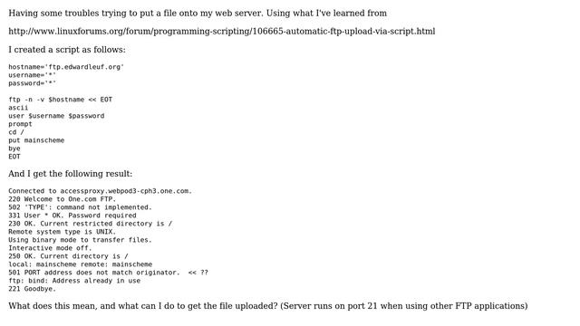 Ubuntu: bash - ftp - 501 PORT address does not match originator смотреть онлайн
