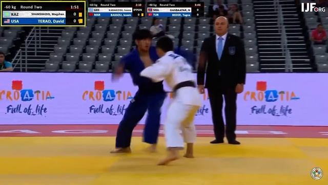 #дзюдо Мағжан Шамшидин в/к 60 кг раунд 2. Grand Prix Загреб, Хорватия 15.07.2022 г. смотреть онлайн