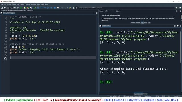 | List in Python | Part - 6| Aliasing list | Alternate list| Class 11 | IP | CBSE смотреть онлайн
