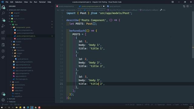 13. Create Spec file for Posts Component to do Isolated Unit Test for a component - Angular testing смотреть онлайн