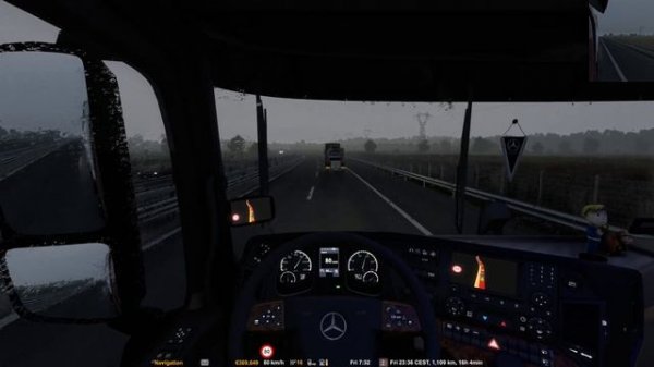 Euro Truck Simulator 2 / Peaceful Night/Rain Drive Through France & Italy (No Commentary No Music)