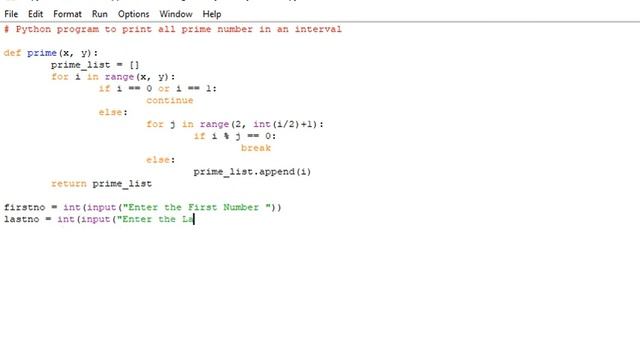Python program to print all prime number in an interval смотреть онлайн