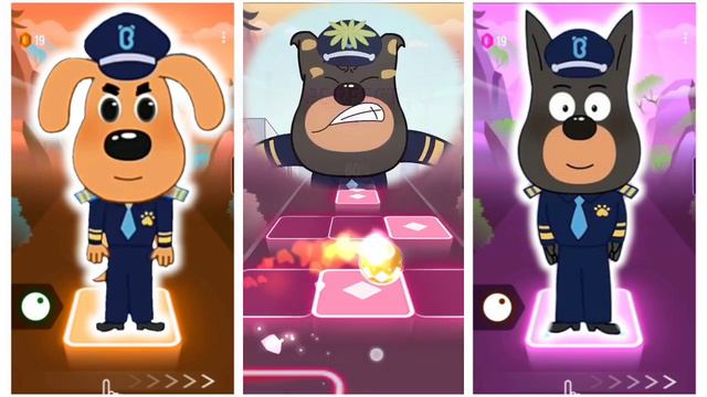 Sheriff Labrador 🆚 Sheriff Papillon 🆚 Officer Dobermann Coffin Dance  Songs Tiles Hop Edm #tileshop