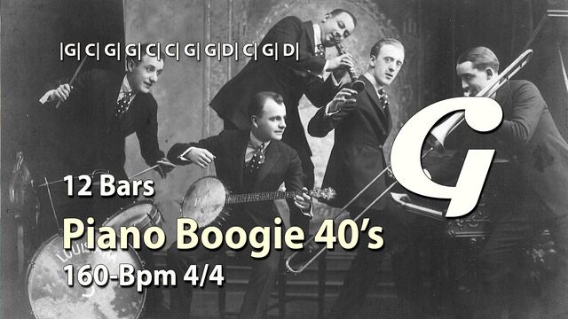 Piano Boogie 40's | G-major 160 BPM | Pentatonic | 4/4 | Backing Track Jam смотреть онлайн