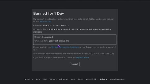 Being banned for saying a compliment (Roblox Moderation needs to be fixed) смотреть онлайн