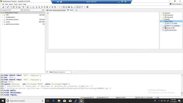 How to get Query History in Heidi SQL for MySQL or MairaDB - MariaDB Admin / Dev Tutorial смотреть онлайн