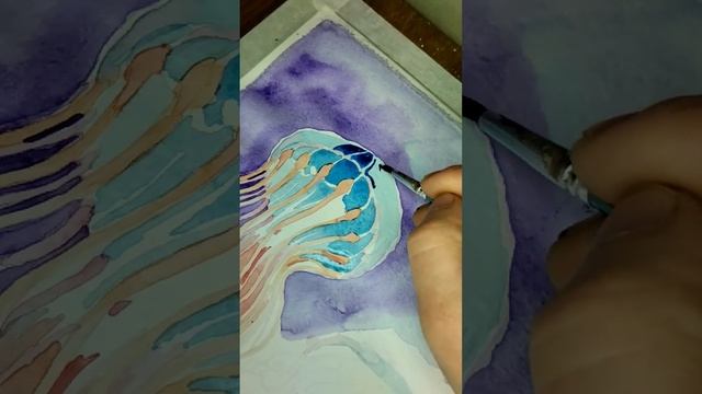 Медузи для донечки. Акварель. Jellyfish for my daughter. Watercolor. #jellyfishwatercolor смотреть онлайн