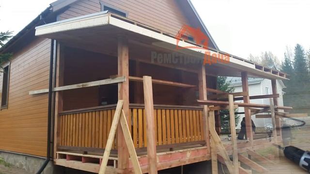 Строительство деревянной террасы к загородному дому в Санкт-Петербурге 2016 год (812) 921-77-46 смотреть онлайн