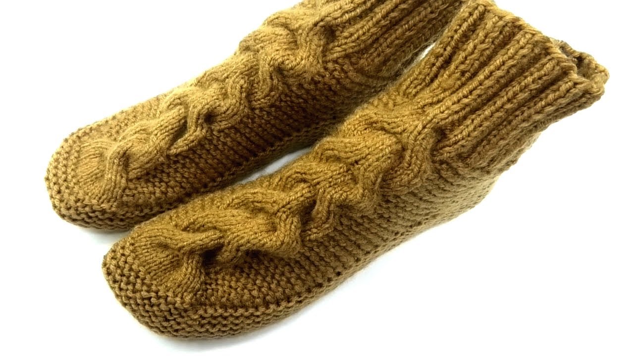 Эффектные женские носки на двух спицах. Подробный МК на любой размер смотреть онлайн