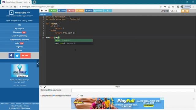 python factorial programm смотреть онлайн