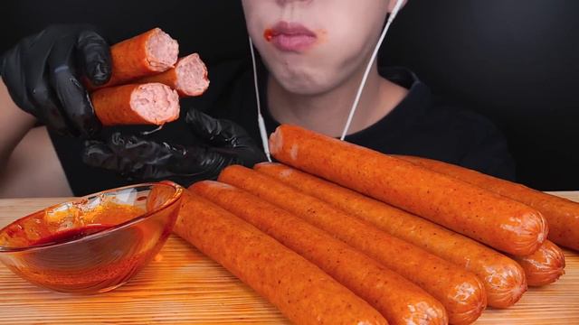 ASMR SAUSAGE SPAM CHEESY MUKBANG COOKING 대왕 소세지 먹방 치즈소스 スパム ソーセージ Sosis 咀嚼音 NO TALKING EATING SOUND смотреть онлайн