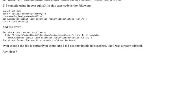GIS: Configuring spatialite database access for Python 2.6.6 (2 Solutions!!) смотреть онлайн