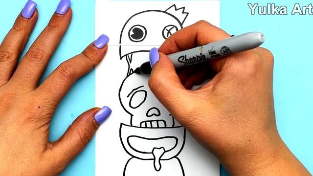 DIY Cool Paper craft with Blue from Rainbow Friends Roblox смотреть онлайн