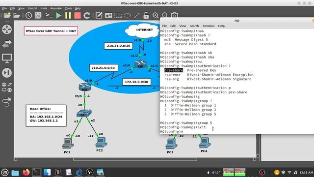 How To Configure IPSec Over GRE Tunnel With NAT In GNS3 | Bangla
