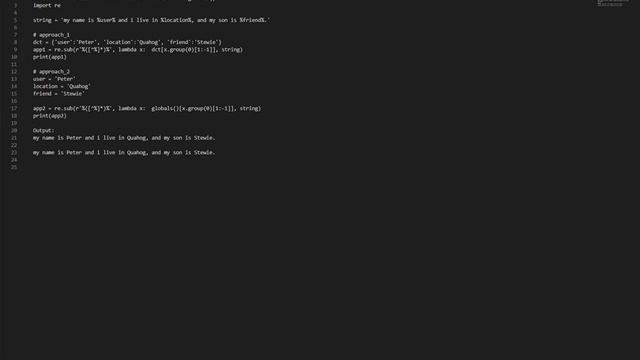 Replace substring with variable of same name between two % signs without using replace or regex[SOL смотреть онлайн