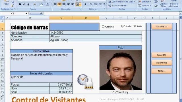 Insertando fotos en excel de forma dinamica sirve para control de visitas By jfksoft.com смотреть онлайн