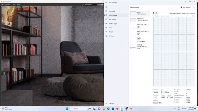 Intel i5 13500 + UHD 770, RAM 16 GB 6000 Mhz, Blender 3D Cycles Italian Flat Benchmark смотреть онлайн