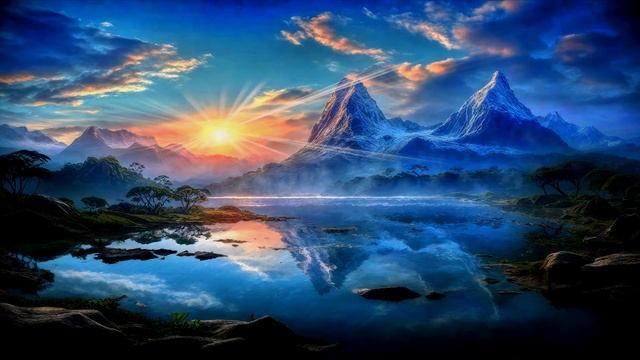 ?Mountain Lake Sunset in Blue Hues смотреть онлайн