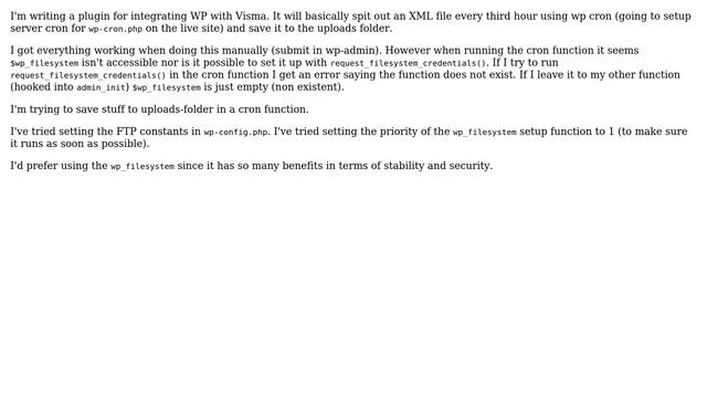 Wordpress: Can't access wp_filesystem in cron function смотреть онлайн
