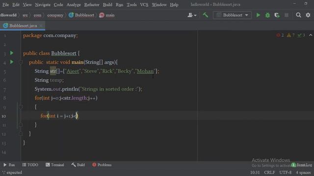 Java program to perform Bubble Sort on Strings смотреть онлайн