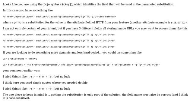 GIS: pass string varialbe to placeholder for attribute in infoWindow (ArcGIS Javascript) смотреть онлайн