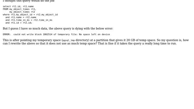Databases: How do I rewrite my query to use less temporary space? (2 Solutions!!) смотреть онлайн