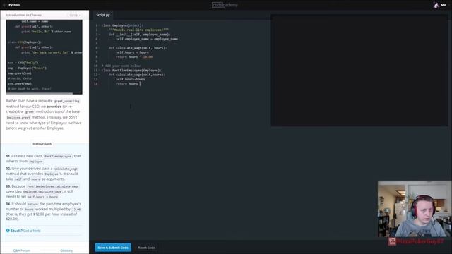 Learn Python with CodeCademy: Introduction to Classes смотреть онлайн