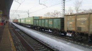 Тепловоз 2М62 с грузовым поездом станция МЦК Ростокино 15.03.2019