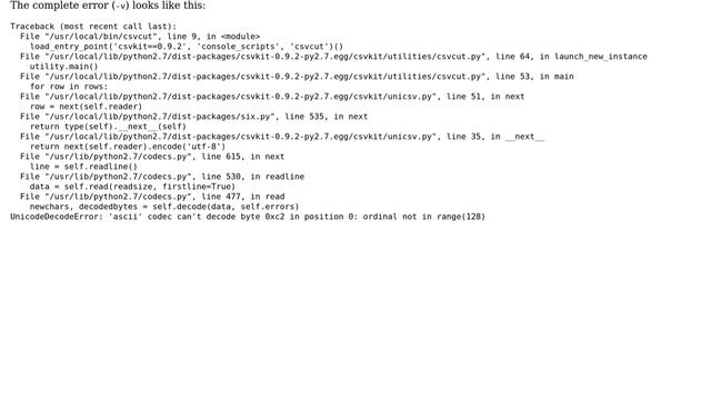 How to get csvkit to recognise long ASCII lines? смотреть онлайн