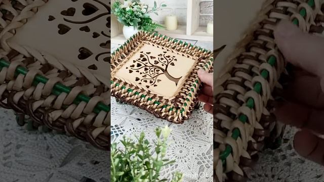 Квадратная плетёная корзина с крышкой Дерево смотреть онлайн