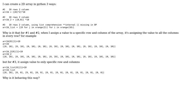 Creating and assigning values to Python 2d array (2 Solutions!!) смотреть онлайн