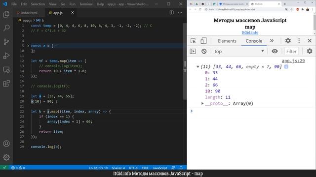 Методы массивов javascript. MAP смотреть онлайн