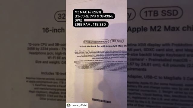 M2 Max , 32GB Ram / 1TB SSD / new (MacBook Pro 16”inch ) best Price