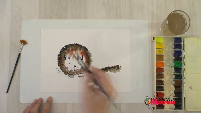 Как нарисовать кота акварелью. смотреть онлайн