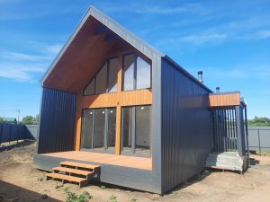 Дом в стиле БарнХаус 80 кв.м. Внешняя и внутренняя отделка.