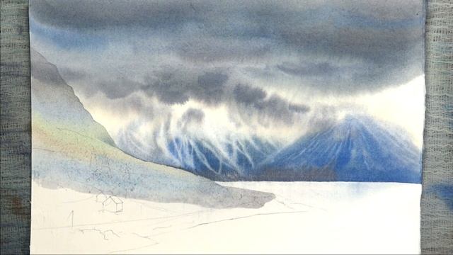 Рисуем Акварелью | Зима в Норвегии | Winter in Norway смотреть онлайн