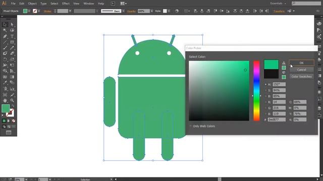 How to Design Android Robotic Logo in Adobe Illustrator Tutorial смотреть онлайн