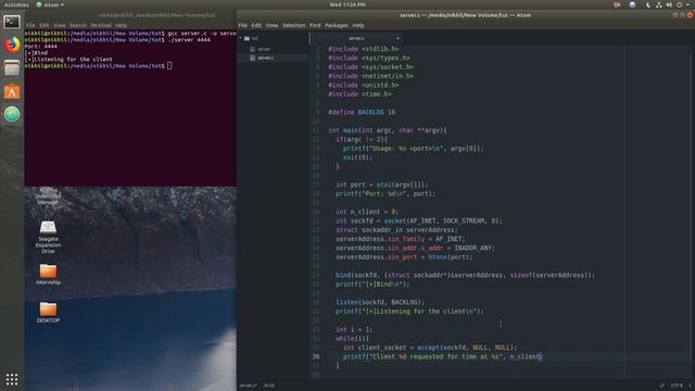 Day Time Server Client - Socket programming in C смотреть онлайн
