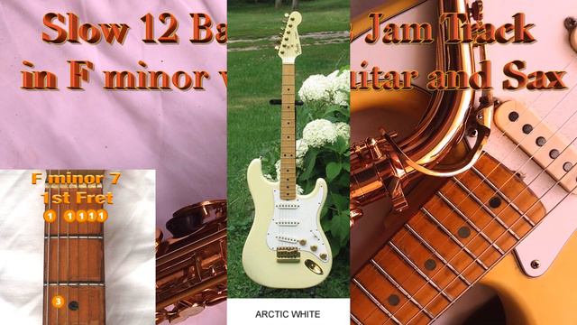 SLOW 12 BAR BLUES JAM TRACK IN F MINOR Featuring The "STRAT" and the X1 pickup and sax. смотреть онлайн