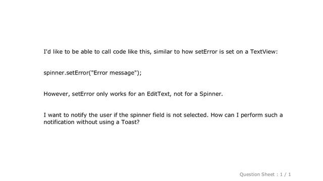 Android : How can an error message be set for the Spinner in Android? смотреть онлайн