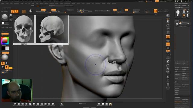 Female head from sphere in Zbrush How to model and draw a female head with live narration смотреть онлайн