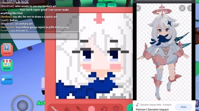 Drawing Paimon In Roblox Starving Artist!