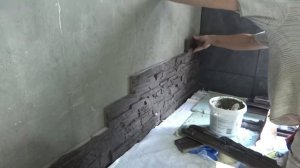 Облицовка стен искусственным камнем !  Укладка дикого камня
