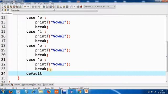 VOWEL OR CONSONANT PROGRAM IN C IN HINDI [ SWITCH STATEMENT ] смотреть онлайн