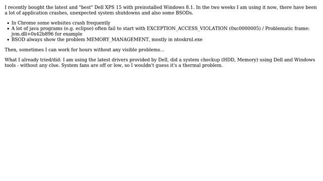 Memory Management problems with new Dell XPS Laptop смотреть онлайн